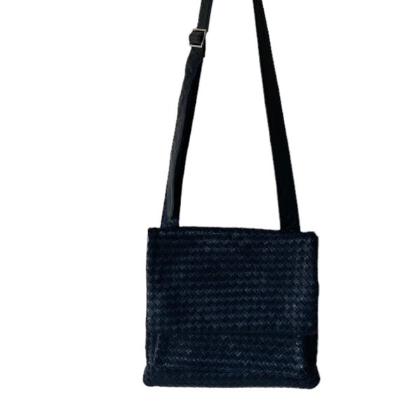 Timmy Woods Beverly Hills Woven Buttery Soft Leather Messenger Crossbody Handbag - Picture 11 of 16